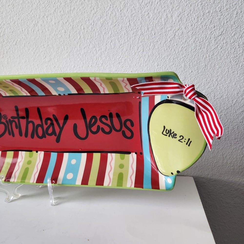 Burton & Burton Happy Birthday Jesus Christmas‎ Serving Platter Luke 2:11 - Picture 7 of 15